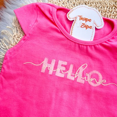 Conj. Regata Hello Sunshine e Short Saia - Pink e Areia